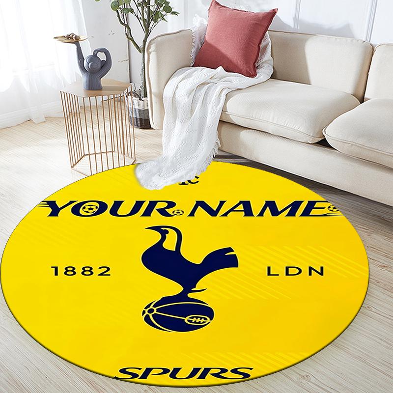 Custom Name,Tottenham Hotspur pattern round rug,Carpet Rug for Living Room Bedroom Playroom ,Non-slip Floor Mat,Holiday Gifts and Birthday Gifts.
