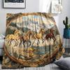 Vintage Animal Frame Print Flannel Blanket,High Quality Comfortable for All Seasons,Home Decor,Warmth and Comfort,Perfect for Christmas Gifts