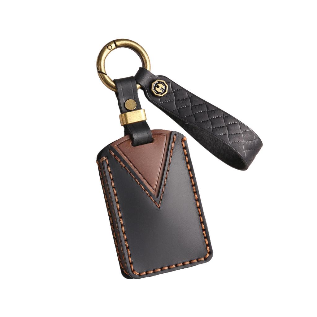 Volvo Key Cover - Crazy Horse Genuine Leather, First Layer Cowhide Shell, Special Car Key Bag with Buckle
