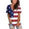 Independence Day Women's Casual V-Neck Loose Short Sleeve T-Shirt Blouse  Tops