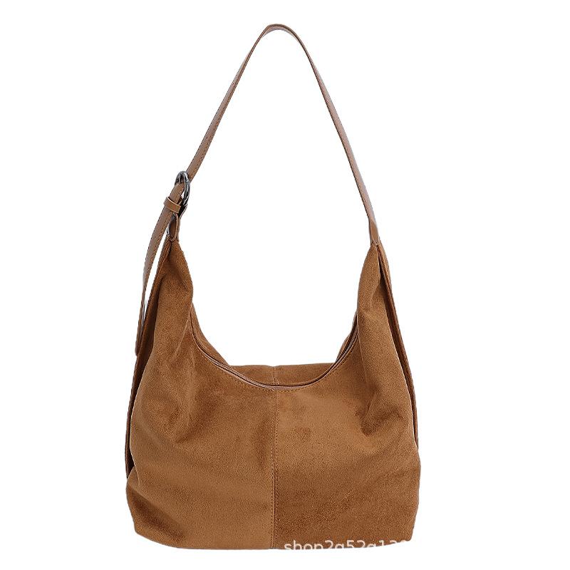 Retro Suede Underarm Bag Women's Autumn New Simple Large-capacity Commuter Shoulder Bag Fashionable Tote Bag