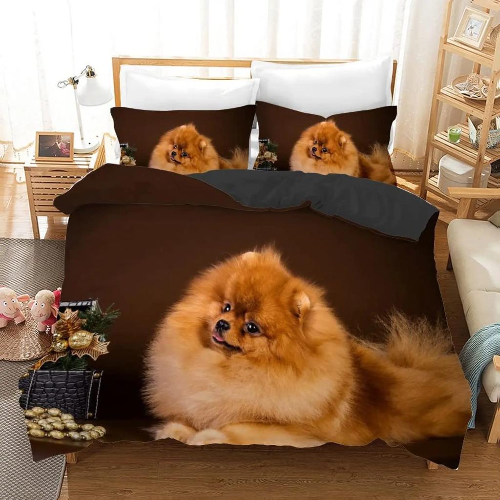 Pomeranian Duvet Cover Animal Dogs Cute Pet Theme For Women Kids Bedroom Decoration Queen Size For Dog Lovers Duvet Cover Gifts