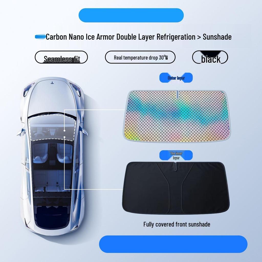 Tesla Model Y/3 Sunroof Sunshade: Upgraded Graphene Skylight for Sun Protection and Heat Insulation