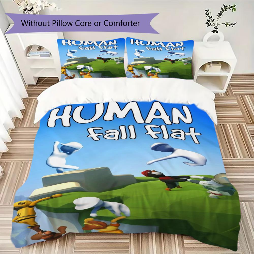 human fall flat Pattern Bedding,Quilt Set Quilt Cover Pillowcase Home Birthday Gift(1 * duvet cover + 2 * pillowcase, without core)_lx