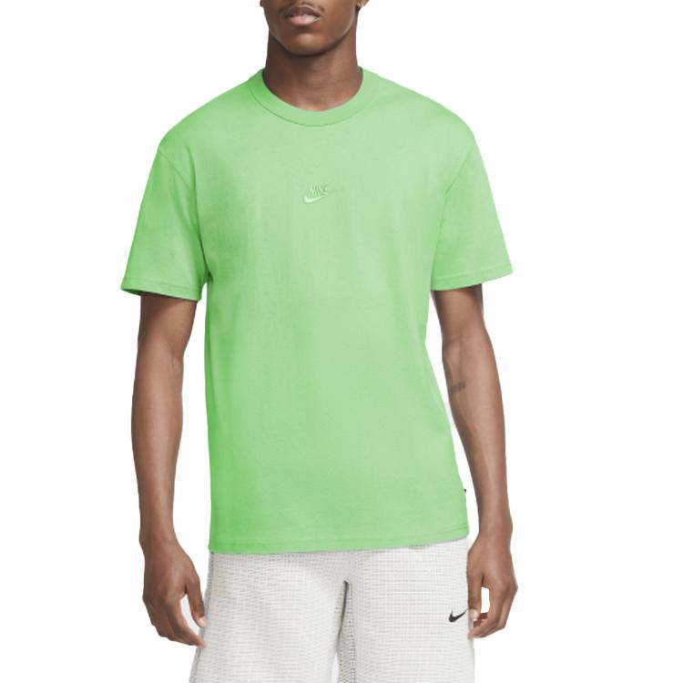 Nike T Shirts Men's Green Crew Neck Moderate Straight Fit DB3194-390