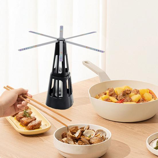 Tables Fly Repellent Fan with Holographic Blades Light USB Rechargeable Indoor Outdoor Picnic BBQ Kitchen Restaurant Table Top Fly Deterrent