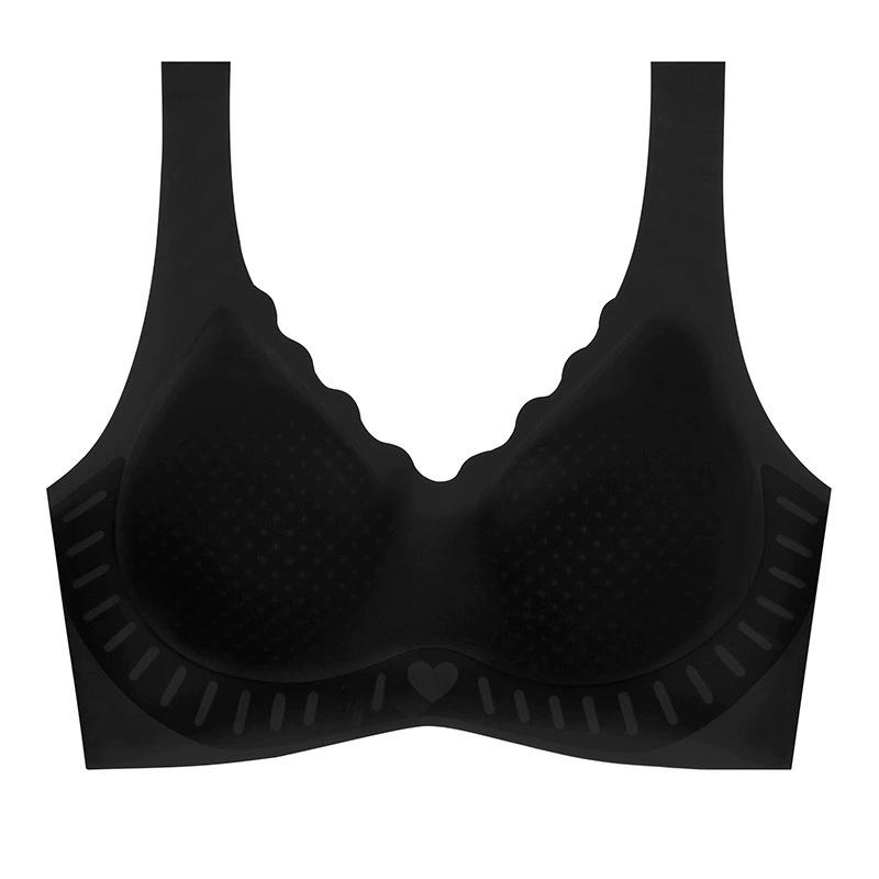 

Женский летний бесшовный спортивный бюстгальтер из ледяного шелка - Тонкий стиль, без косточек, собранный дизайн для визуально меньшей груди. L (100-115 jin) чёрный