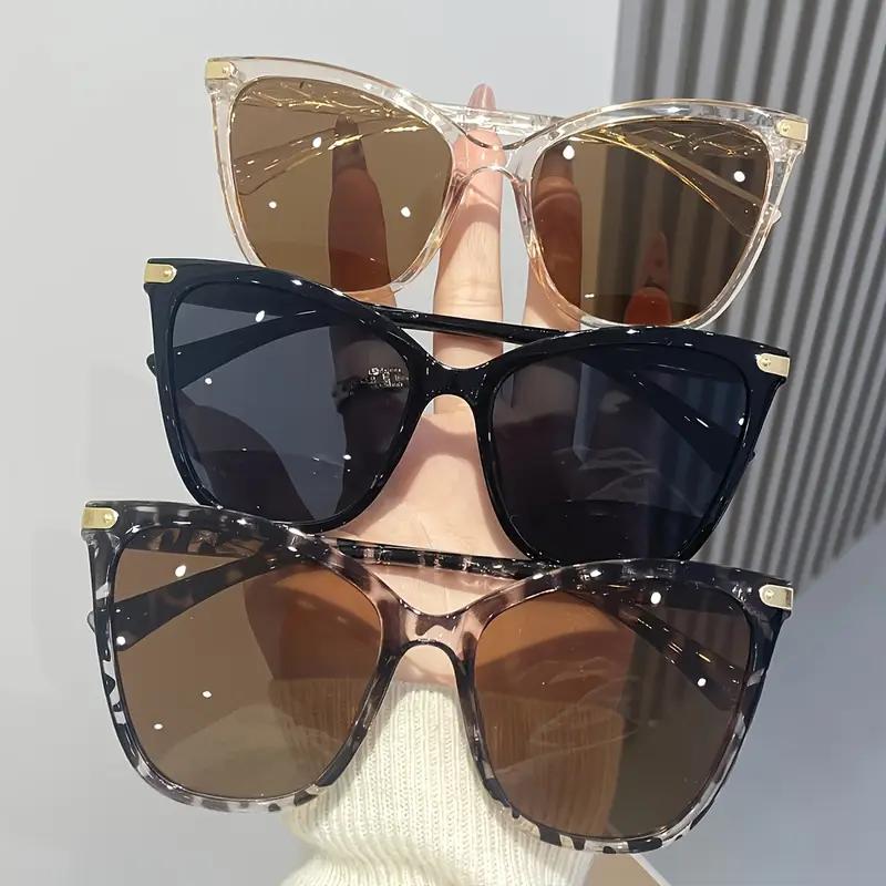 

3Pcs European and American Popular Cat Eye Frame Trendyy Simple Stylish Multi-Color Combination Face-Showing Small Glasses Set