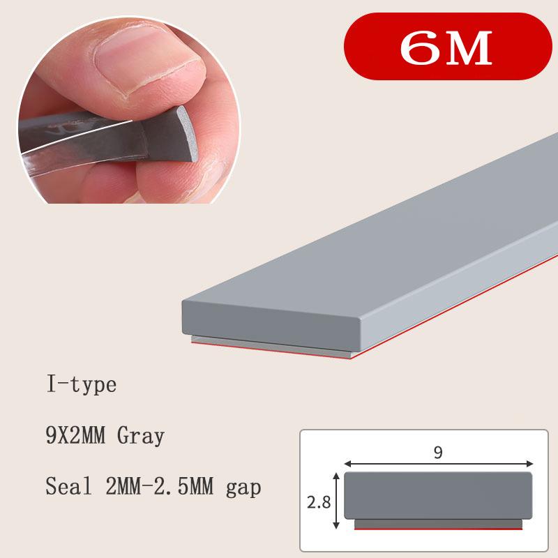 6Meters D/E/I Type Door Window Sealing Strip Silicone Rubber Weather Strip Self-adhesive Tape Anti-collision Insulation Seal