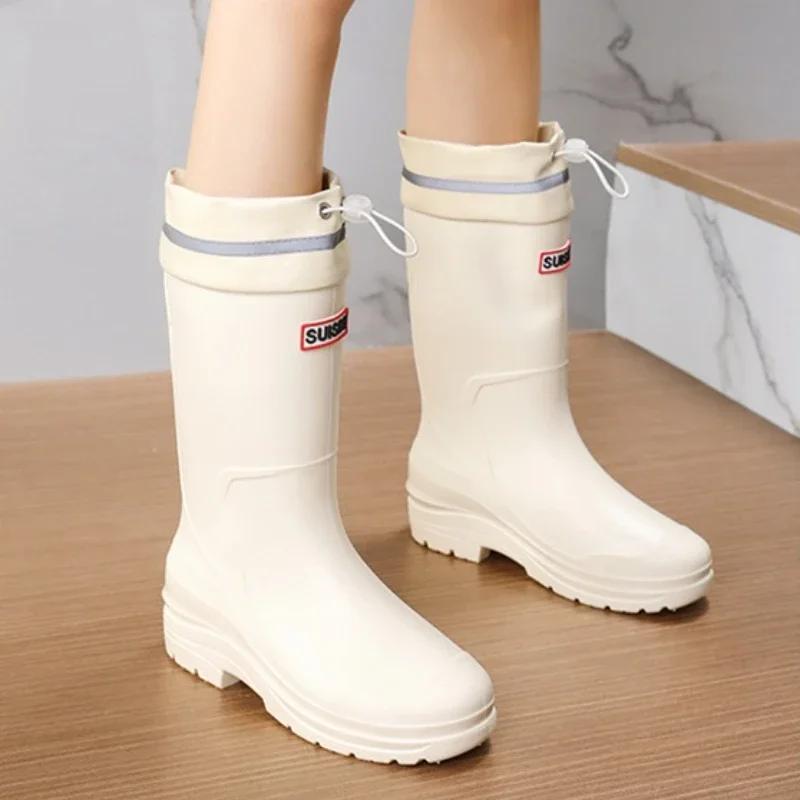 Fashion Women's Rain Boots Fashion Waterproof Shoes for Women High Quality Anti-slip Work Boots Comfor Platform Women Boots botas mujer