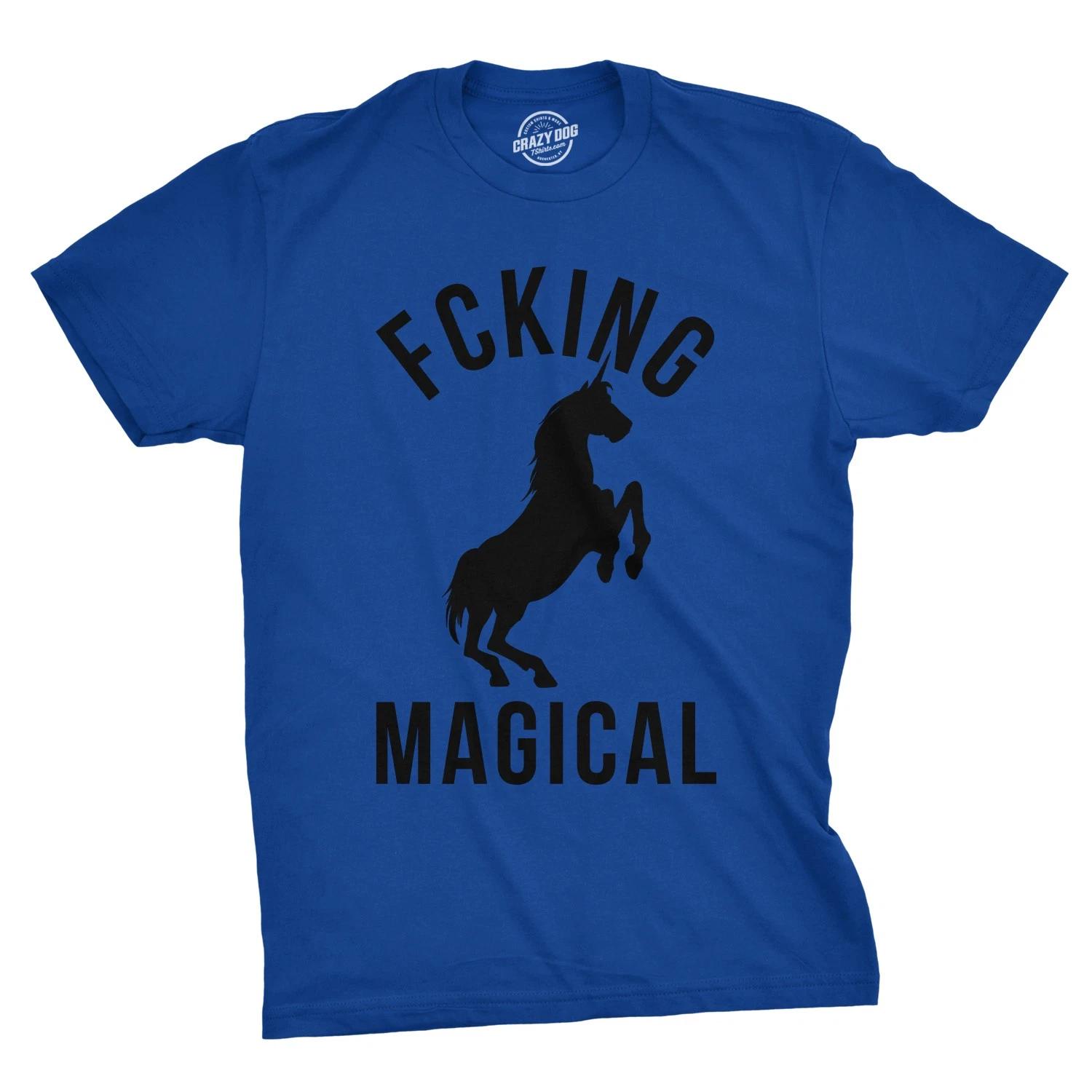 Mens Magical Funny T shirts Unicorn Vintage Tees Cool Hilarious Novelty T shirt XXL