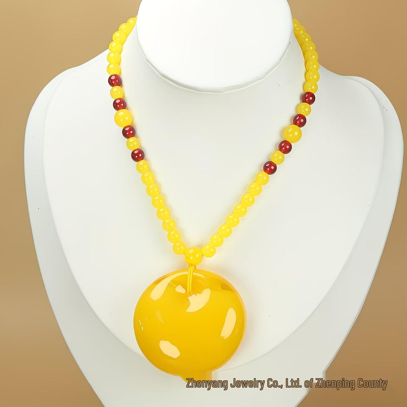 Набор: Браслет и Ожерелье  Принцесса  из Янтарного Пчелиного Воска. жёлтый