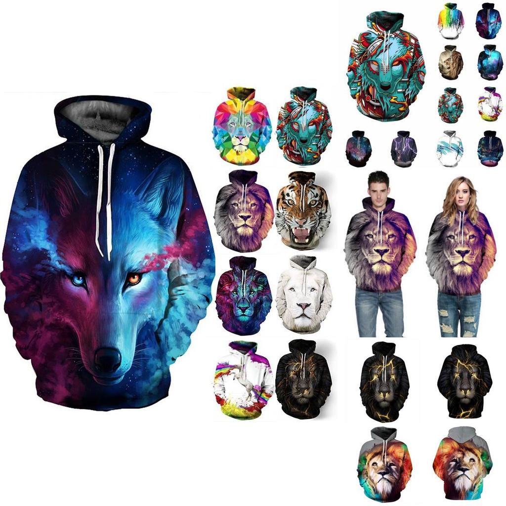 Vibrant Skull Print Digital Pullover Hoodie For Men Comfortable Loose Fit