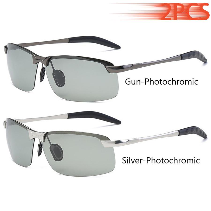Men Photochromic Sunglasses UV400 Driving Fishing Glasses Change Color Day Night Vision Eyewear