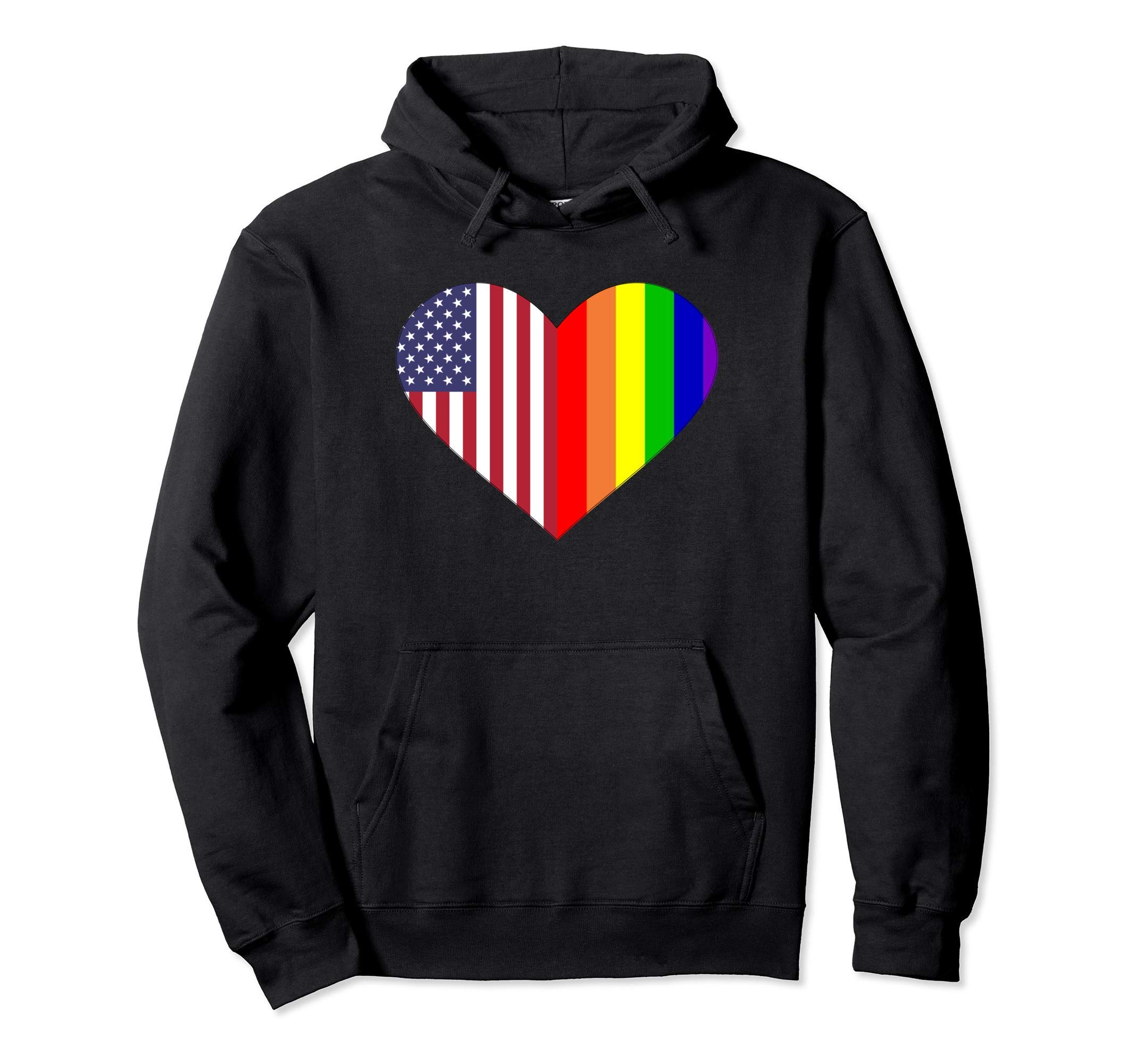 

Rainbow USA Flag Heart Pride LGBT Valentines Ew David Gay Hoodie чорний