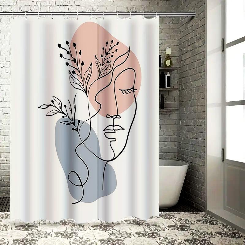 

Abstract Art Shower Curtain Minimalist Design Home Decor Bathroom Waterproof Durable Suitable For Wet And Dry Separation W60H190(CM)-1 Pcs