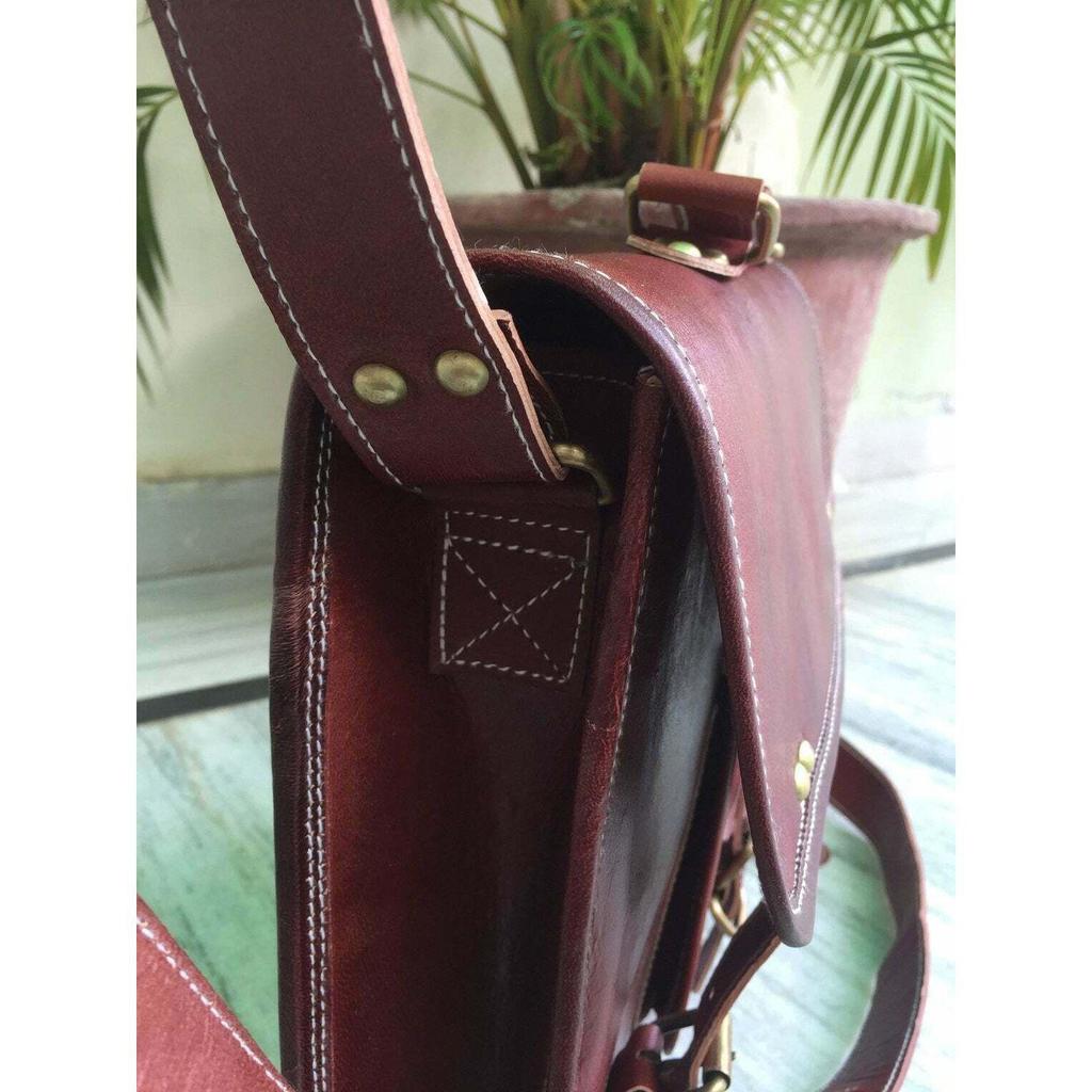 Bag Leather Goat Genuine Vintage Brown Laptop New Messenger Travel Men's