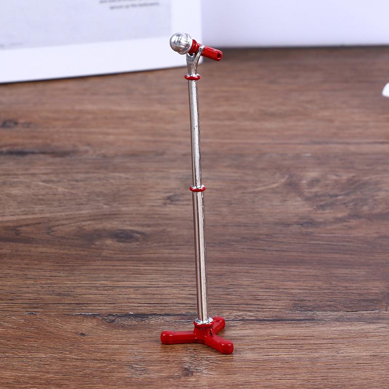 1:12 Dollhouse Miniature Microphone Model W/Stand Musical Instrument Furniture Decor Toy