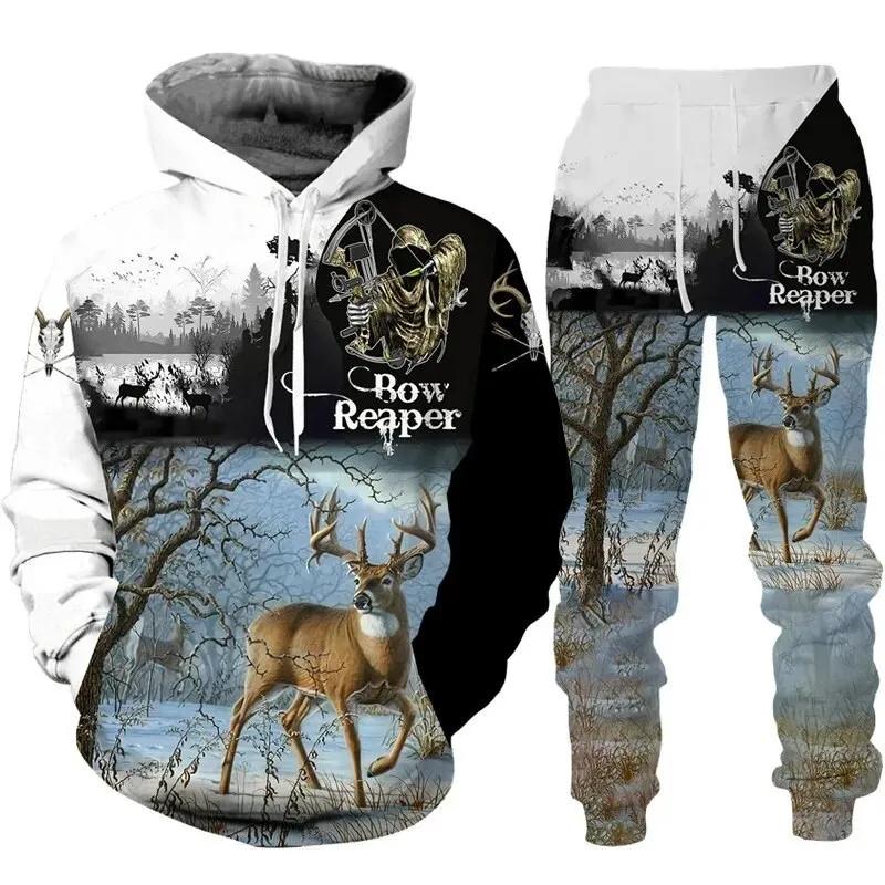 Man Woman Casual Hoodie+pants 2PCS Country Girl Deer Hunting 3D Print Tracksuit Set Set Fashion Camo Streetwear Pullover Clothes