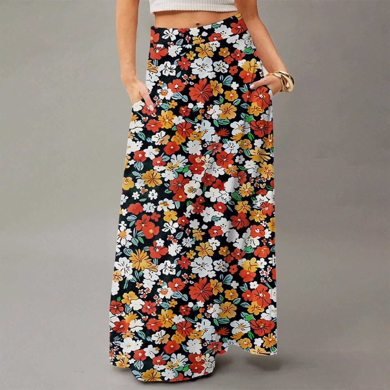 

Женское летящее платье макси обычное повседневное летнее с цветочным принтом в богемном стиле юбка S шафрановый