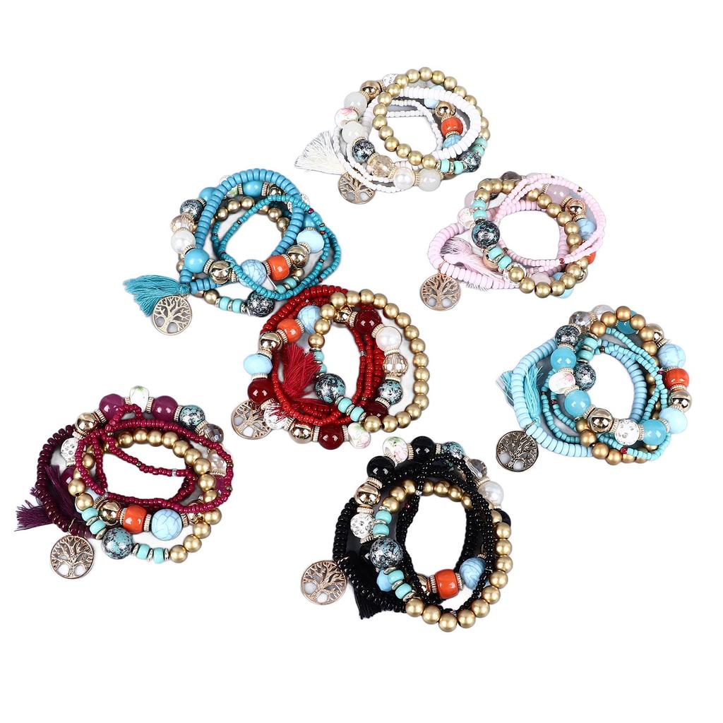 35PCS Women Beaded Bracelets Vintage Cute Waterproof Lightweight Durable College Style Jewelry