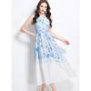 Summer Women Vintage Print Designer Runway Dress Sleeveless Blazer Collar Seaside Beach Long Maxi Tank Dresses