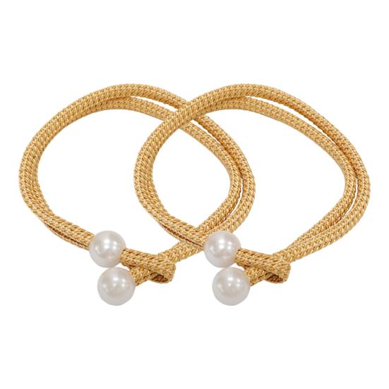 1 Pair Curtain Tiebacks for Drapes, Adjustable Curtain Rope Tie Backs, Faux Pearls Cord Curtain Buckle Holder for Home Hotel Office Window Drapery