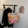Borsa tote grande in tela da donna - Elegante borsa da spiaggia e da viaggio in lino