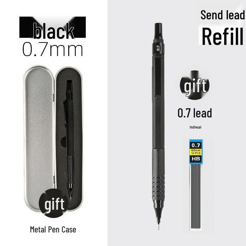 Professional Metal Mechanical Pencil, 0.5/0.7mm, Low Center Gravity, Weighted Feel, Continuous Lead Feed for Drawing & Painting.