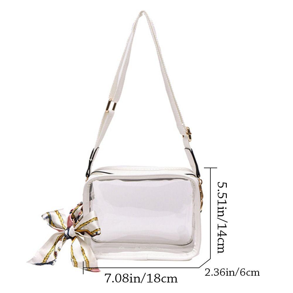 Fashion Shoulder Messenger Bag Transparent Crossbody Bag for Women Girls PVC Jelly Handbag(Excluding ribbons)