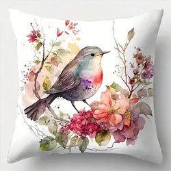 Flowers, Butterflies, Birds Throw Pillow Covers With Digital Printing Of Short Plush Fabric Car-Shaped Sofa Cushion Home Decor