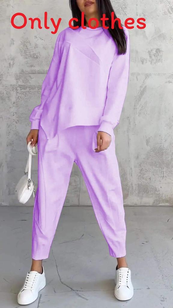 Fall Winter Womens Casual Sweatsuit With Pockets And Spliced Design For Streetwear Style
