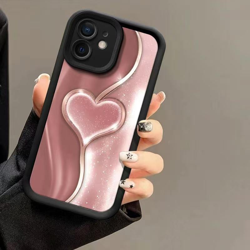 Flowing Gold Love Is Suitable for Apple 15Pro Mobile Phone Case iPhone17 Advanced 14Pro New 16 Europe, America and 13.