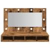Mirror Cabinet With LED Lights Old Wood 90X31.5X62 Cm