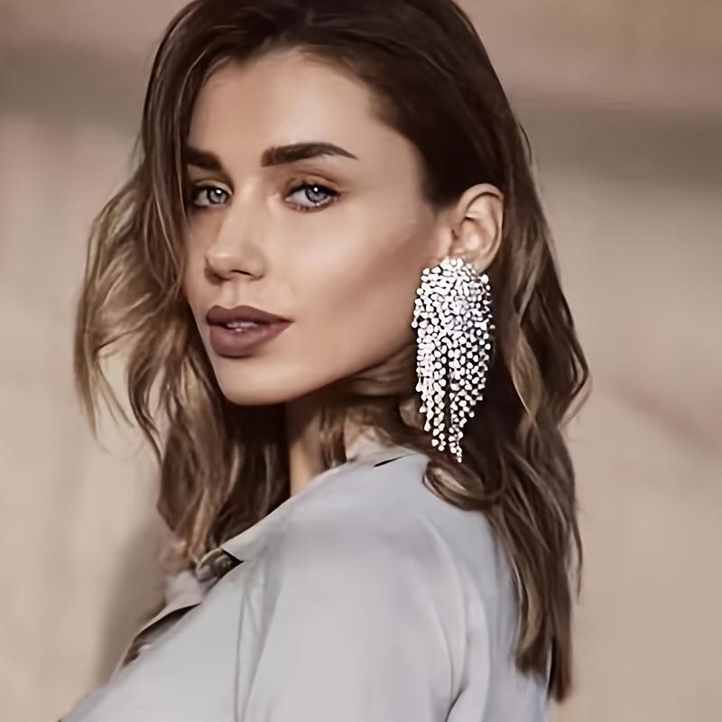 Exaggerated diamond-studded earrings with a high-end feel, elegant tassel earrings, unique turtle-back stud earrings, fashionable jewelry
