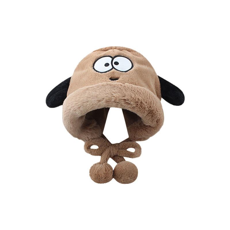 Puppy plush hat cute girl winter warm ear protection fluffy versatile riding plush thicker