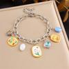DIEYURO 316L Stainless Steell Flower Pearl Rhinestones Pendant Bracelet For Women Fashion New Classic Wrist Chain Jewelry Gift
