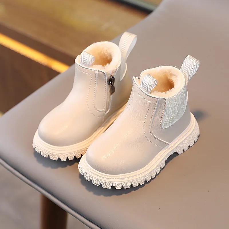 2024 Winter New Botas Para Mujer Children Shoes Simple Designer Soft Soled Ankle Boots Fashion Comfort Anti Slip Leather Boots