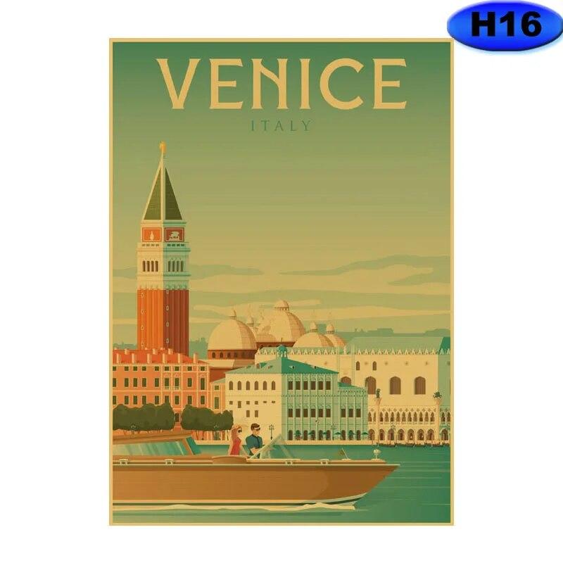 Pairs Roman London Landscape Posters Vintage Europe City Tour Travel Poster Wall Art Decor Home Room Bar Cafe Decoration