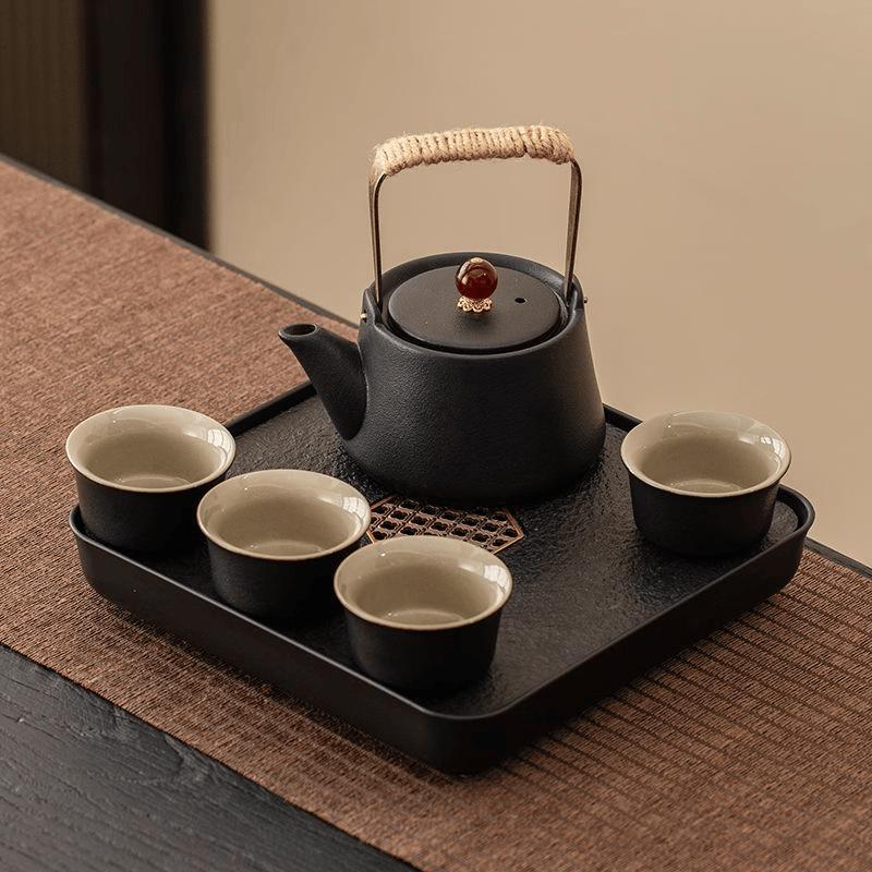 Black Coarse Pottery Kung Fu Tea Set