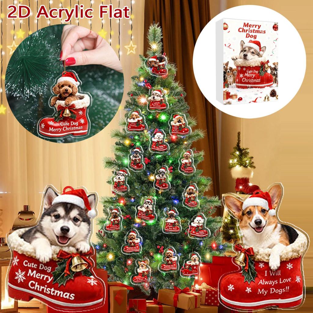 Christmas Dog Advent Calendar 24 Dog Themed Christmas Ornaments Holiday Countdown Calendar Dogs Wearing Red Shoes Perfect For Pet Lovers, Pet Owners
