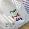 Large Capacity Portable Women's Shopping Bags Simple Letter Prints Ladies Canvas Shoulder Bags College Girls Casual Handbags