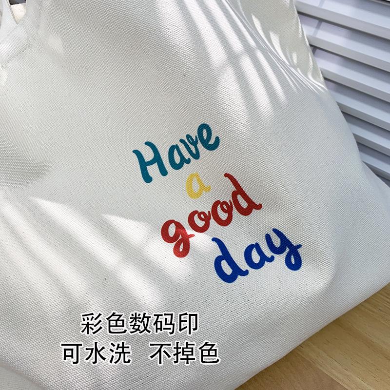 Large Capacity Portable Women's Shopping Bags Simple Letter Prints Ladies Canvas Shoulder Bags College Girls Casual Handbags