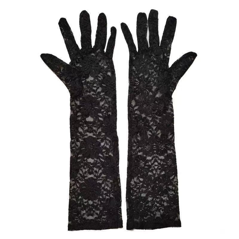 French lace white gloves court style retro wedding gloves COS shooting props sunscreen gloves P13