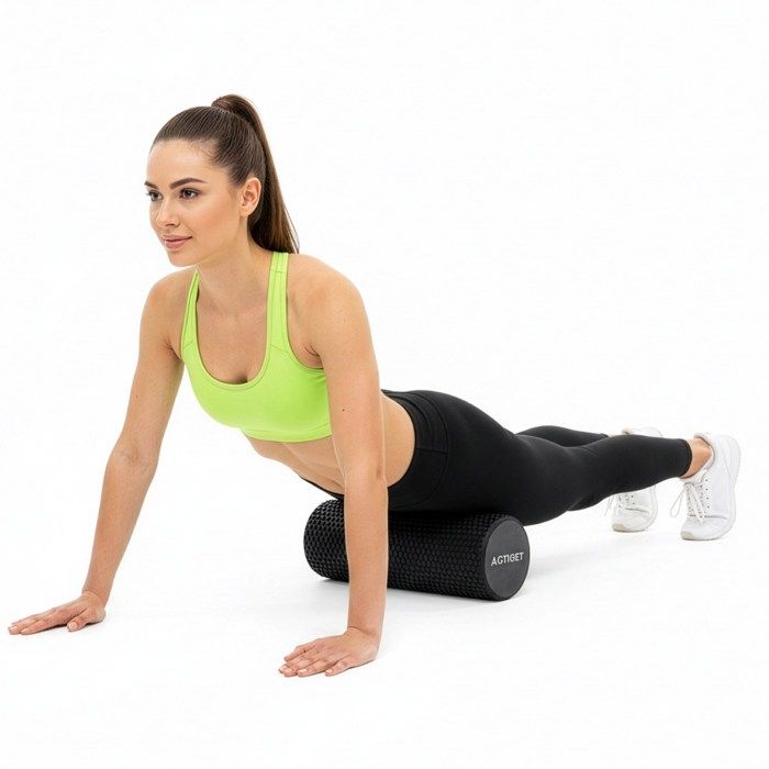 ACTIGET Rouleau de fitness pour massage corporel, masseur en mousse, rouleau souple, noir
