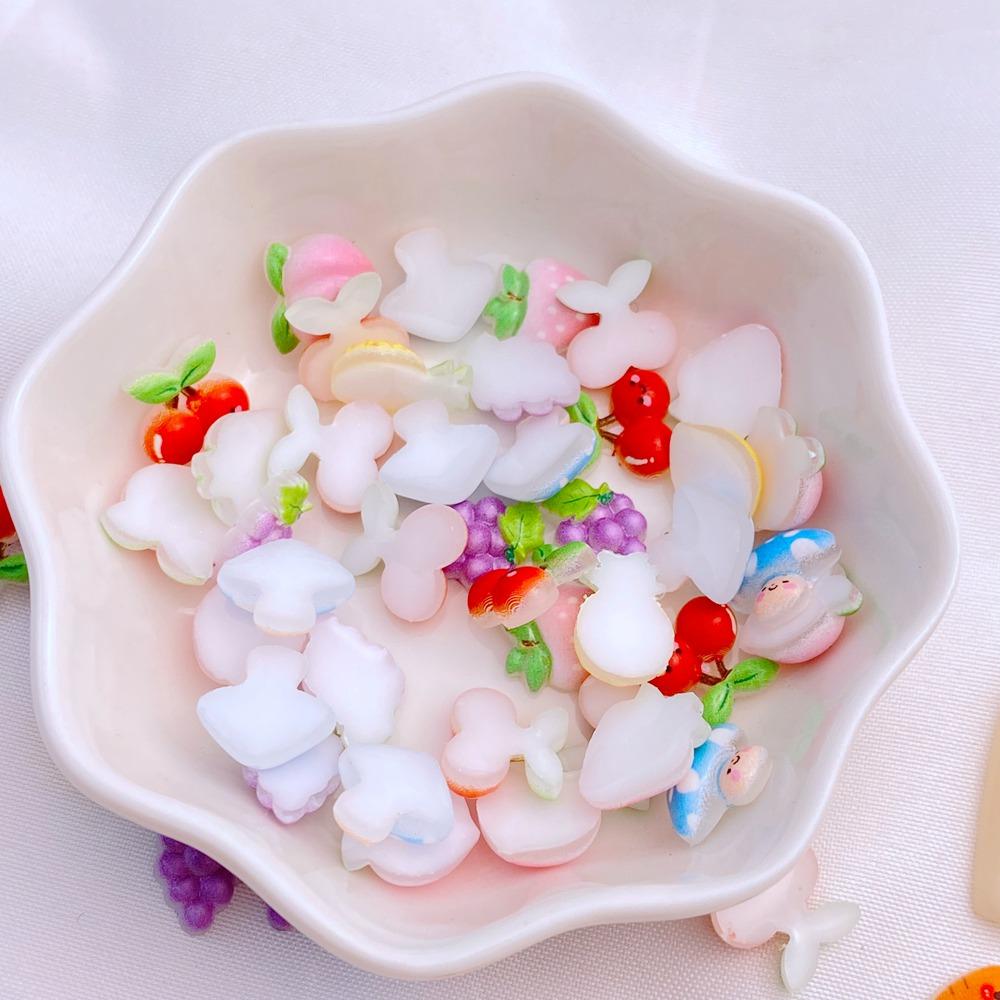 50Pcs New Cute Resin 8-12mm Mini Cherry Watermelon Fruits Series Flat Back Manicure Parts Embellishments For Hair Bows