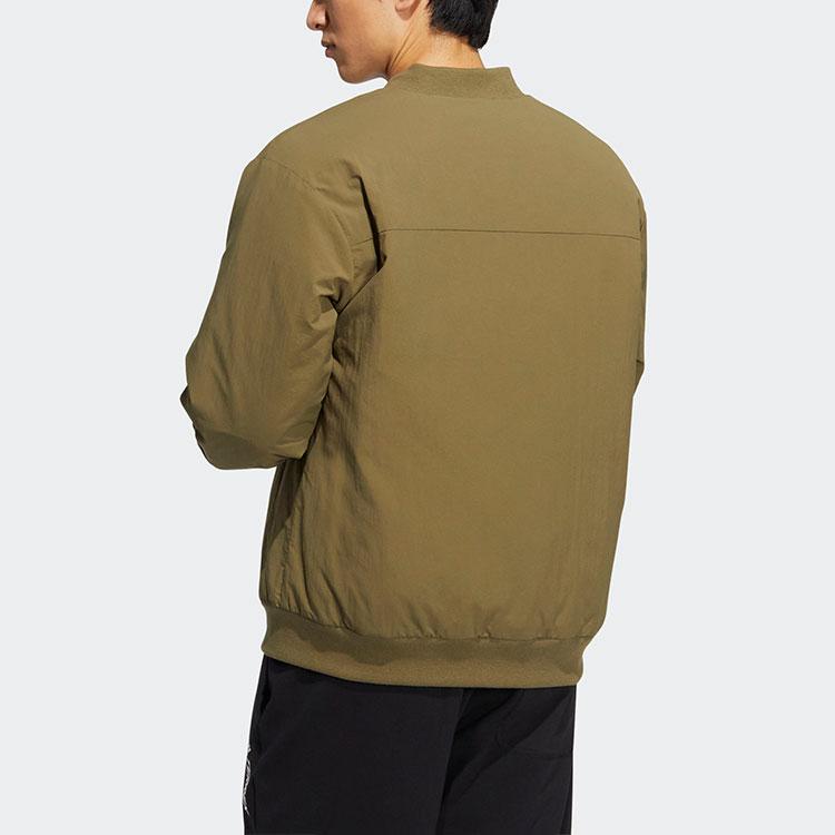 Adidas Solid Color Baseball Collar Zipper Down Jacket Men Jackets Green HN2142