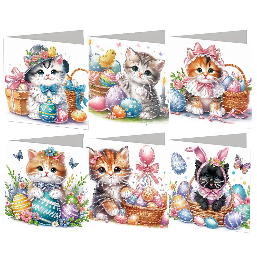 

6pcs DIY Animal Pattern Diamond Painting Greeting Card Set Diamond Art Handmade Cards Creative Birthday & Thanksgiving Card Kit