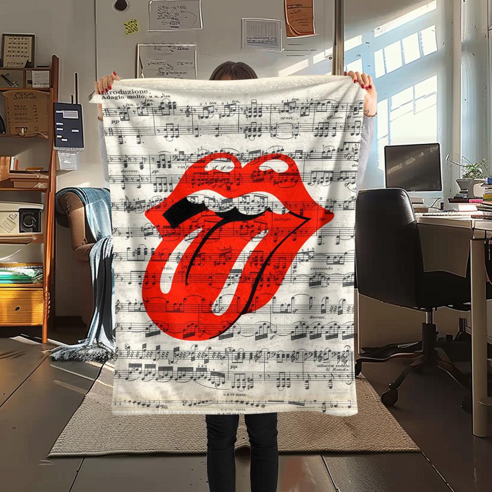 

1PC The Rolling Stones Print FlAannel Blanket, High quality Comfortable for All Seasons, Home Decor, Warmth and Comfort 130cm x 150cm