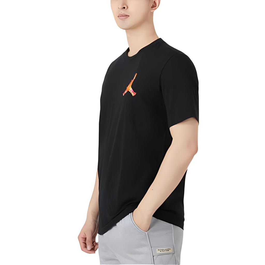 Jordan Printed Logo Solid Color Crew Neck T-Shirt Men Tops Black DH8967-010